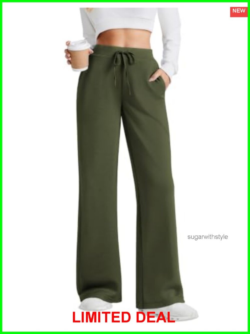 Wide Leg Baggy Sweatpants High Waist Pockets Lounge Active Pants